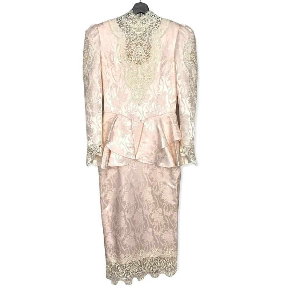 Vintage 90s Jessica McClintock Victorian Brocade Dress Medium - Picture 1 of 14